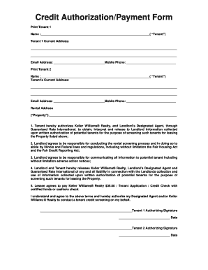 Credit Authorization Payment Form