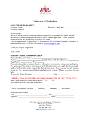 Employment Verification Form EMPLOYER INFORMATION ...