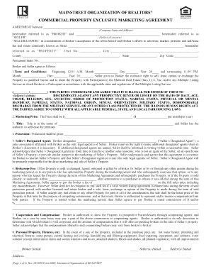 Commercial Property Exclusive Marketing Agreement