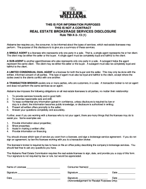 Alabama Real Estate Brokerage Services Disclosure