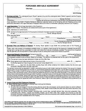 Georgia Purchase and Sale Agreement