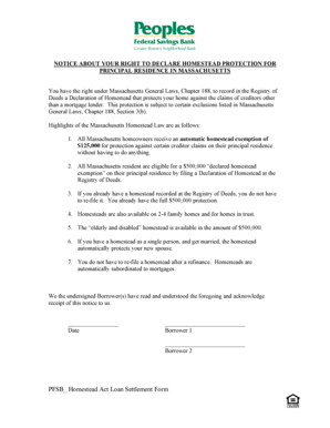 Massachusetts Homestead Protection Notice