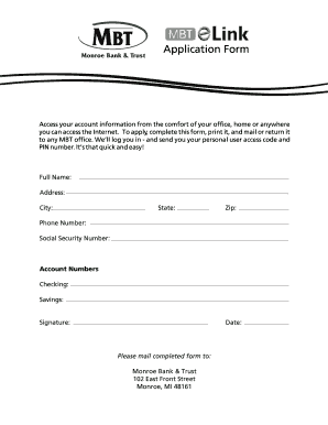 Monroe Bank & Trust Application Form