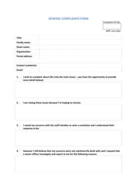 General Complaints Form