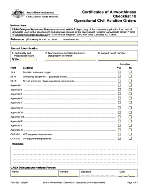 Form 392, Checklist, Certificates of Airworthiness Checklist 10 - Operational Civil Aviation Orders - casa gov