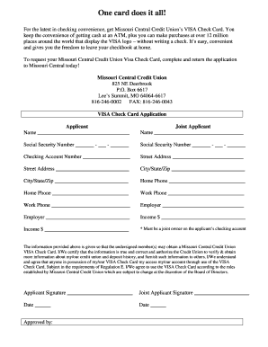 VISA Check Card Application