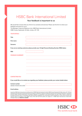 HSBC Customer Feedback Form