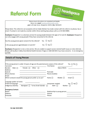 Headspace Shepparton Referral Form Blank Fillable Template Fill Out Headspace Shepparton Referral Form Blank Fillable Template Fill Out