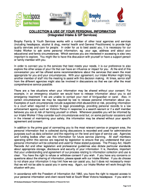 Collection of Personal Information Form