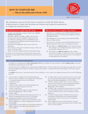 Client Identification Form (CIF) - Queensland
