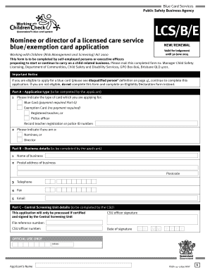 Queensland Blue Card Application