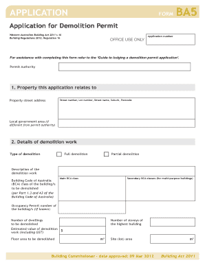 Application for Demolition Permit