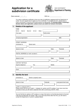Application for Subdivision Certificate