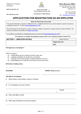 Tasmania Employer Registration Form