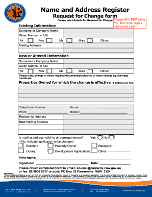 Name and Address Change Request Form