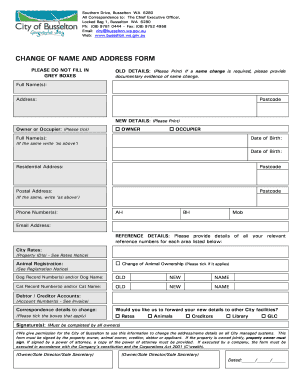 Change of Name and Address Form