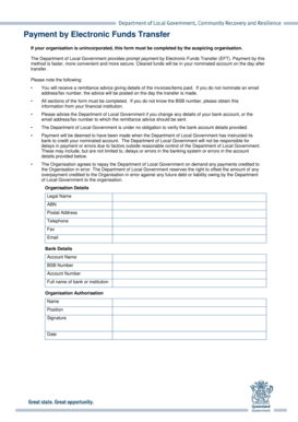 Electronic Funds Transfer Payment Form