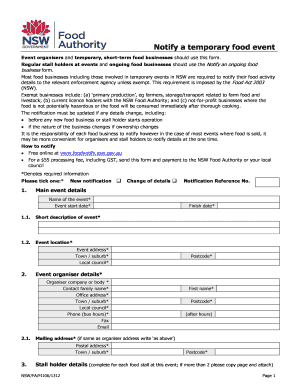 Notify a Temporary Food Event Form