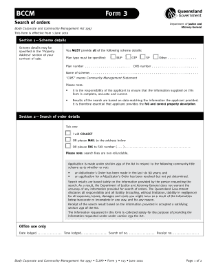 BCCM Form 3 Search of Orders