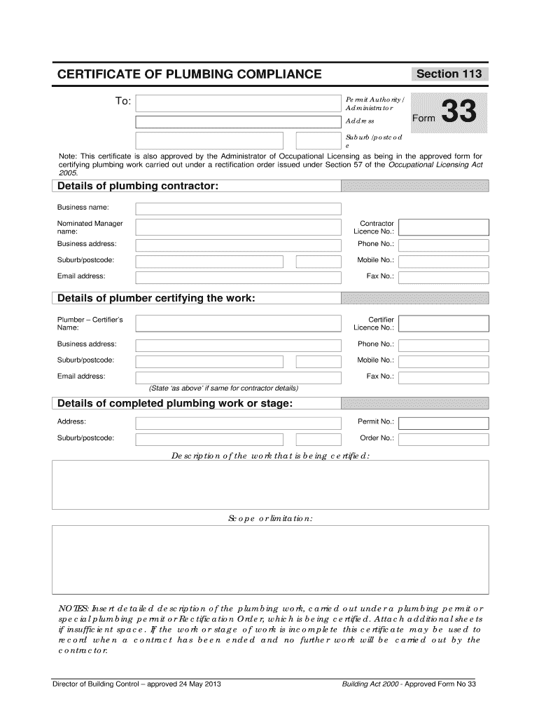 Plumbing Certificate Template - Fill Online, Printable, Fillable Pertaining To Certificate Of Compliance Template
