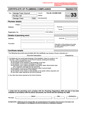 Editable certificate template - plumbing certificate of compliance pdf