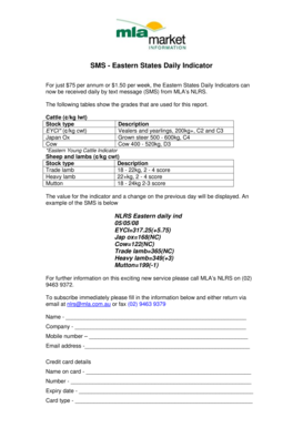 Eastern States Daily Indicator SMS Subscription Form