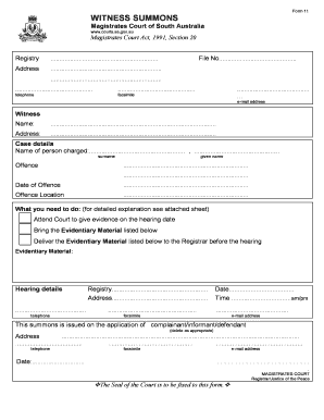 Witness Summons Form