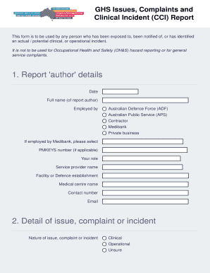 GHS Clinical Incident Report