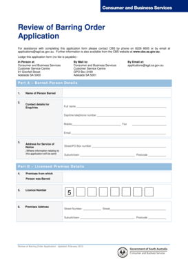 Review of Barring Order Application