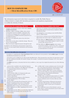 Client Identification Form (CIF) for Individuals & Sole Traders