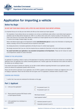Vehicle Import Application Form