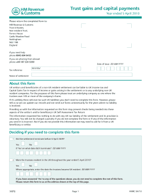 UK Non-Resident Trust Tax Form 2010