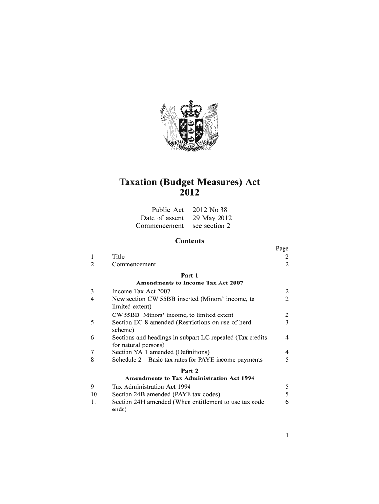 Taxation (Budget Measures) Act Preview on Page 1
