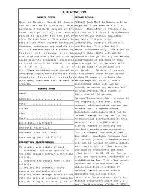 AutoZone Bosch O2 Sensor Rebate Form