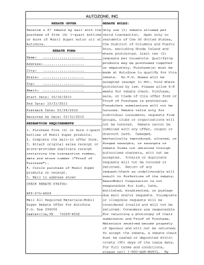 AutoZone Mobil Super Rebate Form