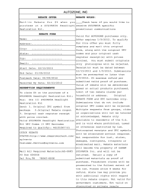 Autozone Sylvania Headlight Restoration Kit Rebate Form