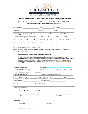 Texas Veterans Land Board Lock Request Form