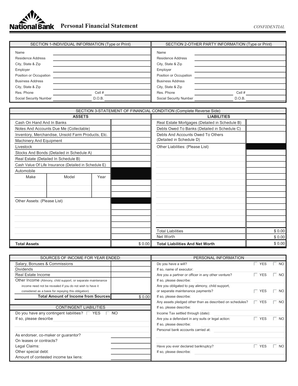 Personal Financial Statement Form