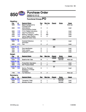 Purchase Order 850 Form