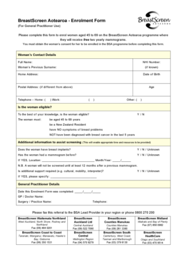 BreastScreen Aotearoa Enrolment Form