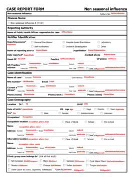 Non Seasonal Influenza Case Report Form