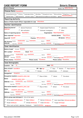 Enteric Disease Case Report Form