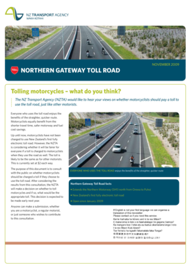 Northern Gateway Toll Road Motorcycle Tolling Consultation