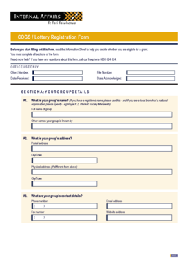 COGS Lottery Registration Form
