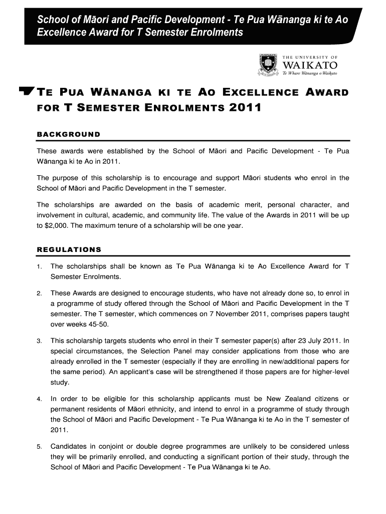Excellence Award for T Semester Enrolments Preview on Page 1
