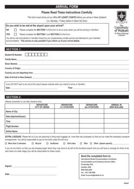 New Zealand Arrival Form