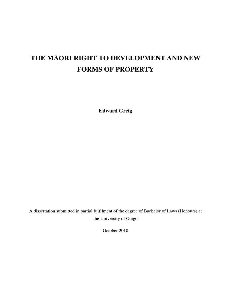 The m ori right to development and new forms of property - otago ac Preview on Page 1