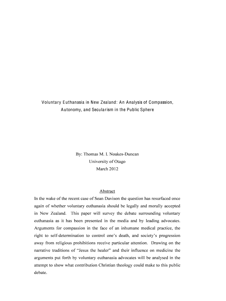 Voluntary E uthanasia in New Zealand: A n A nalysis of Compassion, Preview on Page 1