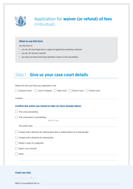 Application for Waiver of Fees