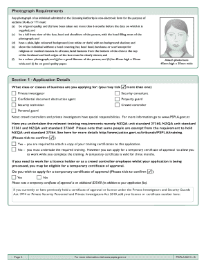 Private Security Personnel Licence Application